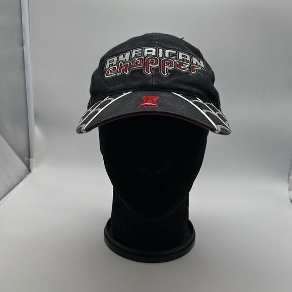 American Chopper Black Widow Hat Black Hook Loop Baseball Cap - Picture 1 of 6